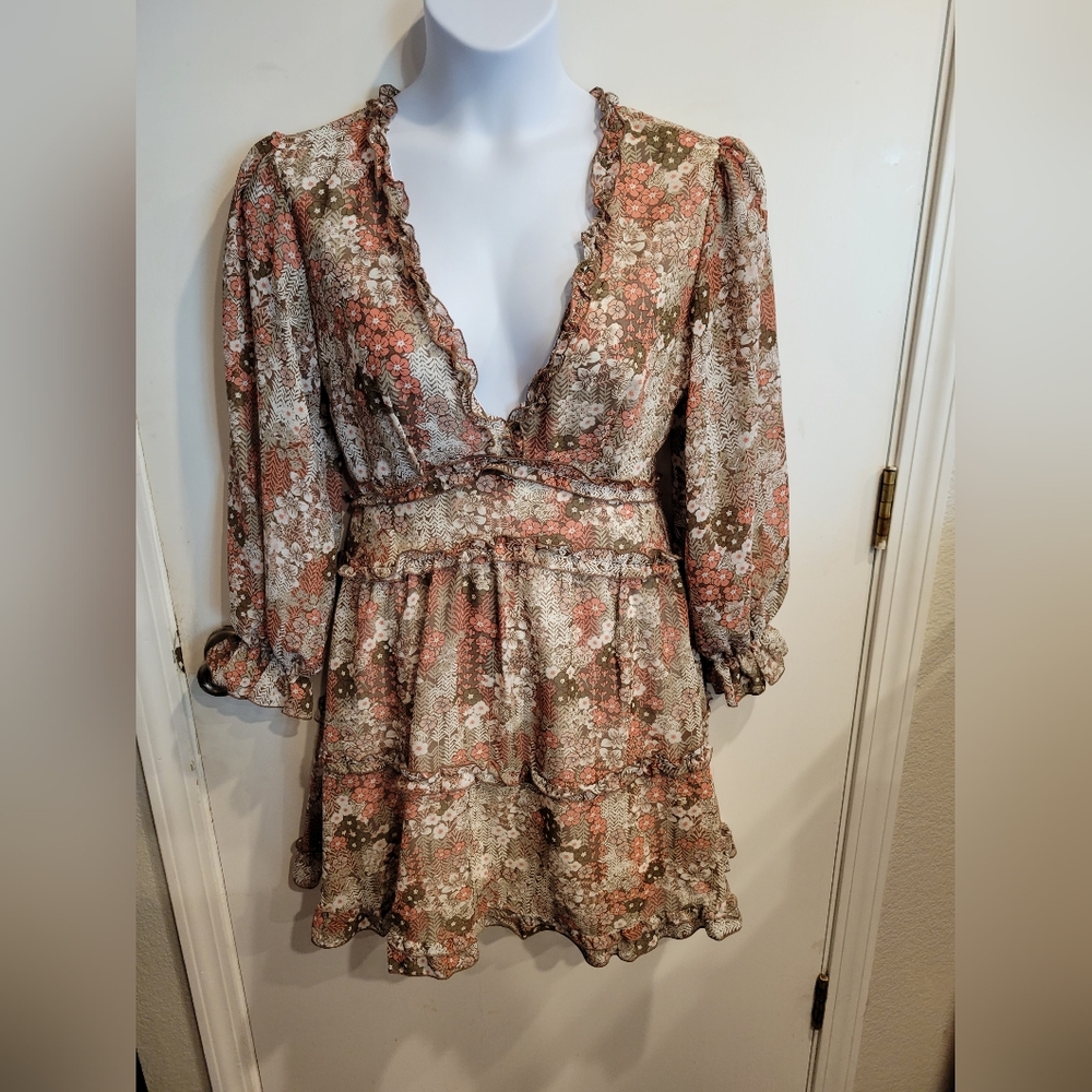 FLORAL tiered Size M dress R3